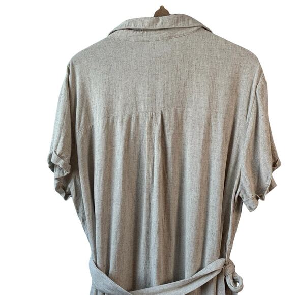 Anthropologie Perch By Blu Pepper Dress 3X Beige Linen Blend Comfort Cottage - Picture 11 of 13